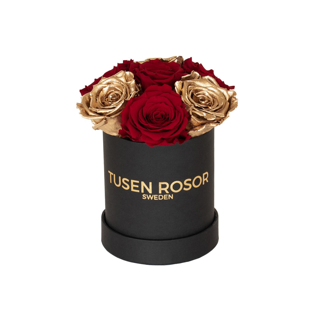 Röda rosor & 24k Guld | Basic dome Tusen rosor
