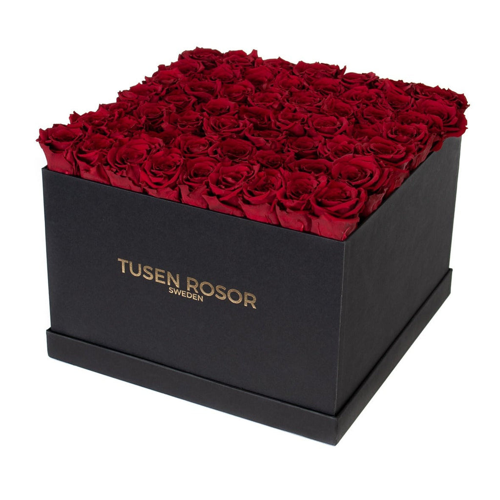 Röda rosor | Kvadrat box Premium Tusen rosor